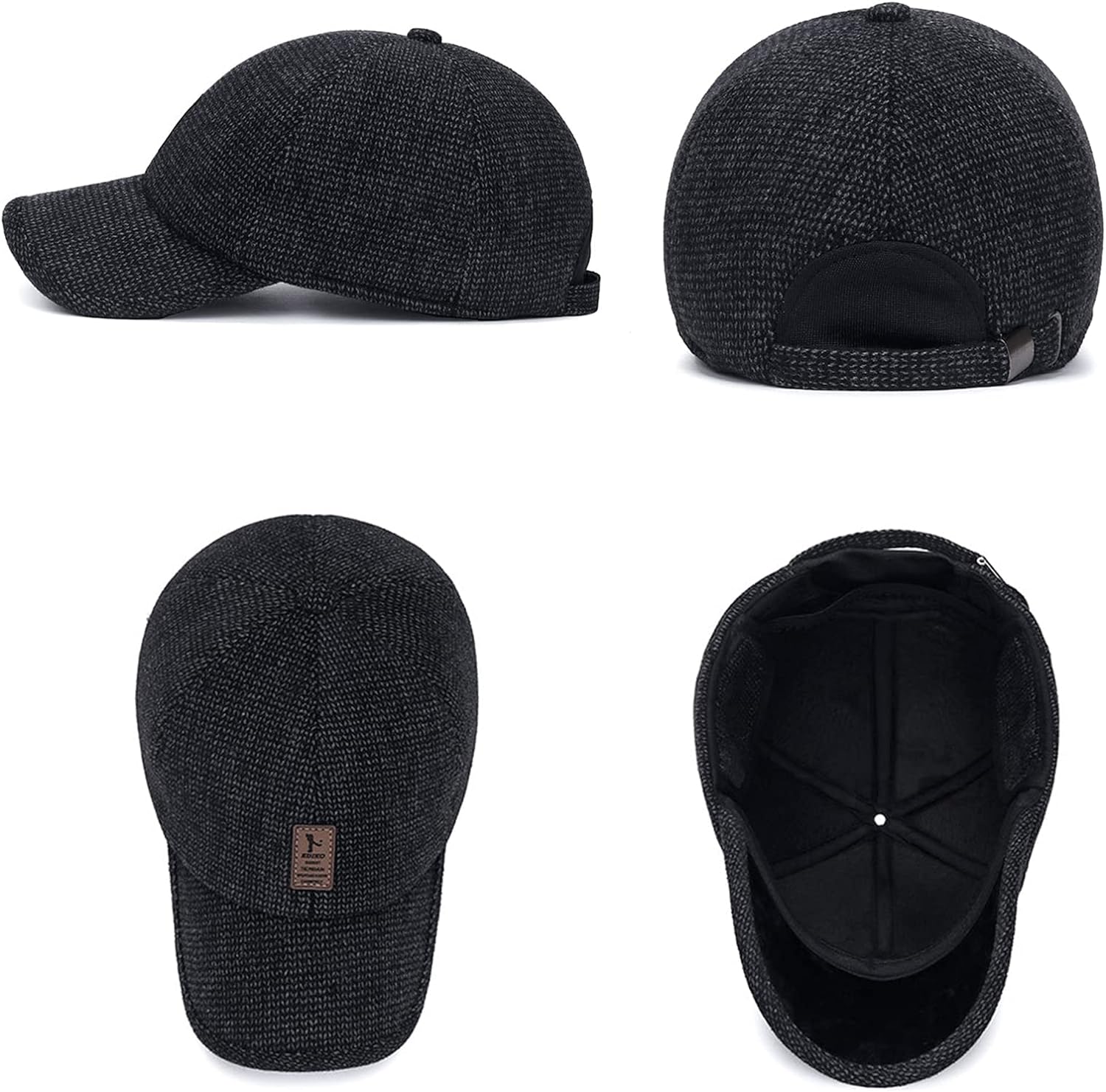 Winter for Men Outdoor Hat, Adjustable Warm Sport Golf Baseball Cap Hats Dad Caps Earflaps Thicken 55-60CM - Image 5